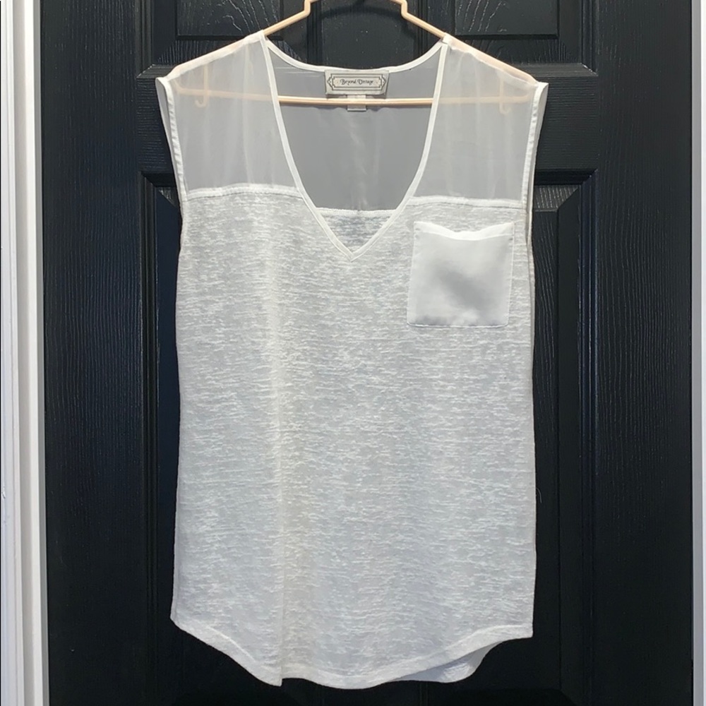 Beyond Vintage Sheer White Top